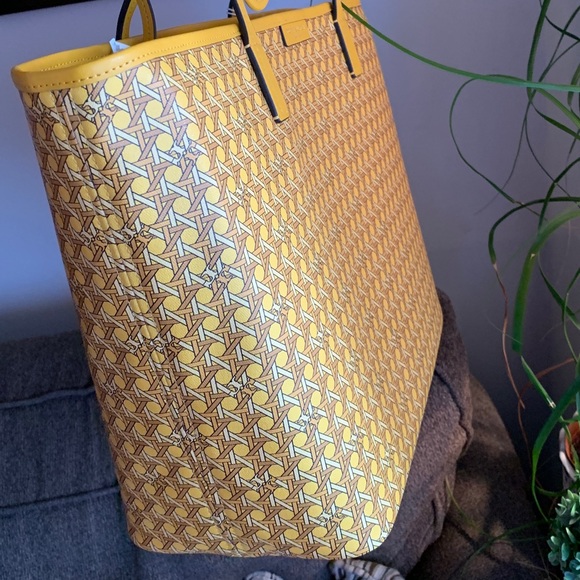 SOLD⛔️Authentic TORY BURCH LOGO coated canvas/leather zip top tote w wristlet - Picture 8 of 16